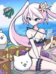 kalisa_(battle_cats), the_battle_cats, konpee, beach, bikini
