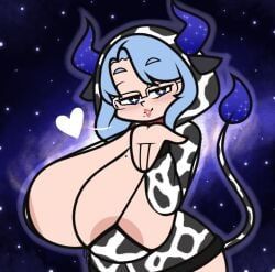 miilkywayz, jinnsart, big_breasts, blowing_kiss, cow_girl