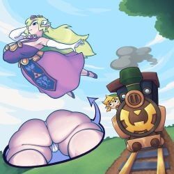link, princess_zelda, toon_link, toon_zelda, zelda_(spirit_tracks)