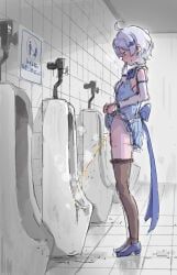 shinmei, original, black_pantyhose, blue_dress, blue_shoes