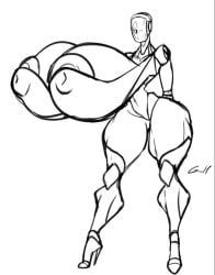 glados, portal_(series), gizmo_horny_(artist), hyper_breasts, robot_girl