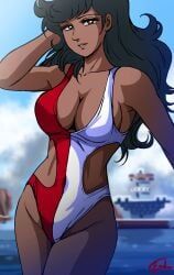 jun_hono, great_mazinger, t35endou, black_hair, dark-skinned_female