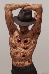 freddy_krueger, a_nightmare_on_elm_street, nightmare_on_elm_street, arms_above_head, arms_behind_back