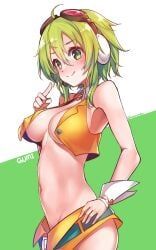 gumi, vocaloid, konnyaku_(kk-monmon), 1girls, ahoge