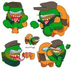 green_(among_us), orange_(among_us), among_us, among_us_(series), cum