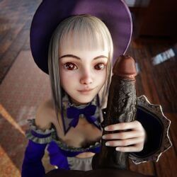 ingrid_(capcom), street_fighter_6, dark-skinned_male, holding_penis, interracial