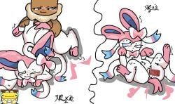eevee, eeveelution, sylveon, pokemon, cum