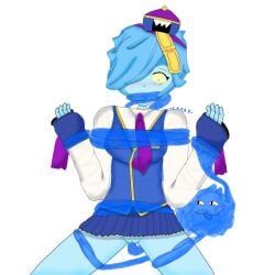 inspector_colette, brawl_stars, blue_hair, blue_skin, collet