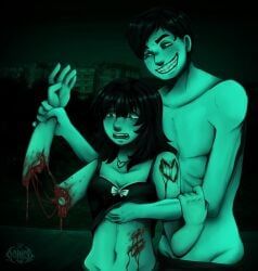 pale_visitor, no,_i'm_not_a_human, amputated_arm, amputation, blood_drip
