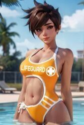 lifeguard_tracer, tracer, overwatch, female, one-piece_swimsuit