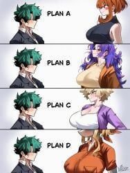 bakugou_mitsuki, ippan_josei, izuku_midoriya, kaina_tsutsumi, lady_nagant