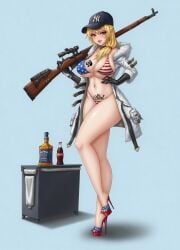mosin-nagant_(girls'_frontline), coca-cola, girls'_frontline, jack_daniel's, 1girls