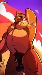 otusuni, anthro, armpit_hair, armpit_sniffing, balls