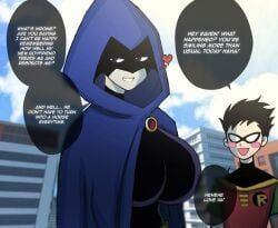 dick_grayson, raven_(dc), raven_(teen_titans), robin_(dc), robin_(teen_titans)