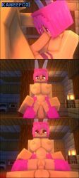 pinke_(pinkechan), minecraft, kaneefox, 1boy, 1girls