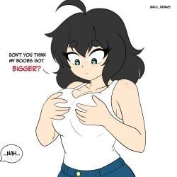 alxdraws, grabbing_own_breast, speech_bubble