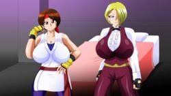 king_(snk), yuri_sakazaki, king_of_fighters, kaimanwanio, 2girls