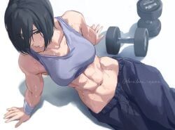 mikasa_ackerman, attack_on_titan, daradara_suyaaa, 1girls, abs