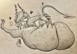 a1uvion, 1girls, 2_horns, ass, ass_bigger_than_head