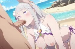 emilia_(re:zero), patreon, re:zero_kara_hajimeru_isekai_seikatsu, digitalwaifugallery, 1boy