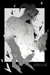pierrot_(the_freak_circus), the_freak_circus, baidaoovo, black_and_white, bulging_penis