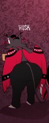 husk_(hazbin_hotel), hazbin_hotel, blackwhiplash, ass_crack, bent_over