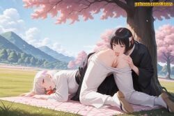 uraume, jujutsu_kaisen, nivora, 2girls, all_fours