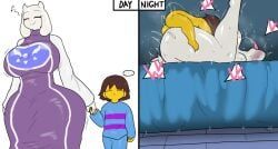 frisk, frisk_(undertale), toriel, undertale, enigi09