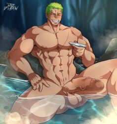 roronoa_zoro, one_piece, alldrawparty, 1boy, abs