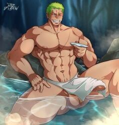 roronoa_zoro, one_piece, alldrawparty, 1boy, abs