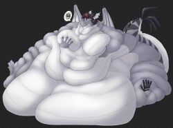 mythology, annoyed, anthro, belly, belly_expansion
