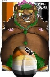 anthro, areola, barbell_piercing, bear, bear_pride_colors