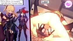 aether_(genshin_impact), fischl_(genshin_impact), mona_(genshin_impact), genshin_impact, hoyoverse