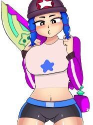 bibi_(brawl_stars), heroine_bibi_(brawl_stars), fanmag_(artist), big_breasts, black_eyes