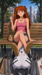 asuka_langley_sohryu, rei_ayanami, neon_genesis_evangelion, 2girls, bags