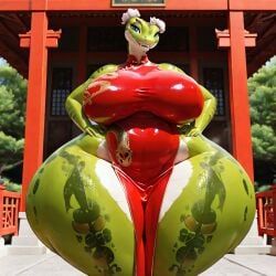 master_viper, anthro, china_dress, hands_on_hips, huge_breasts