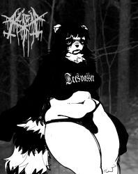 black_metal, clairemilk, anthro, band_shirt, bangs
