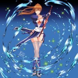 kasumi_(doa), dead_or_alive, 1girls, big_breasts, blue_dress