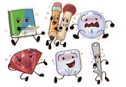 book_(bfdi), bubble_(bfdi), ice_cube_(bfdi), match_(bfdi), needle_(bfdi)