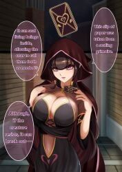 nisemono, between_breasts, big_breasts, black_hair, breasts