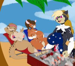 suirano, anthro, applying_sunscreen, apron, apron_only