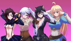 black_cat_(cosplay), blake_belladonna, ciri_(cosplay), matoi_ryuuko_(cosplay), ruby_rose