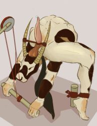 u4e, antelope, anthro, balls_on_head, bodily_fluids