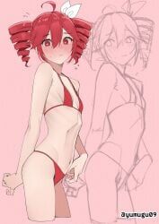 kasane_teto, vocaloid, 1girls, ahoge, almost_naked