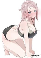 character_request, copyright_request, 1girls, ahoge, almost_naked