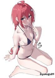 copyright_request, 1girls, ahoge, almost_naked, almost_nude