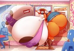 jaeh, 1girls, anthro, areola_slip, areolae