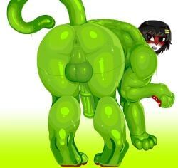 cappycat, 1dickgirl, anthro, blackhair, blush