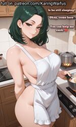karingwaifus, 1girls, apron, apron_only, cheating