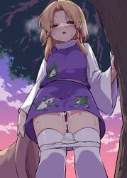 moriya_suwako, touhou, fuuzasa, 1girl, after_sex